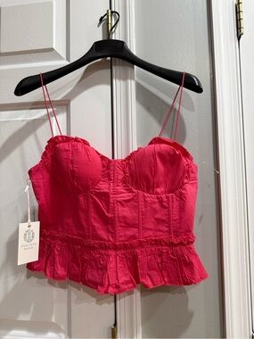 NWT Hyacinth House by Tuckernuck Pink Bustier Peplum Tank Top